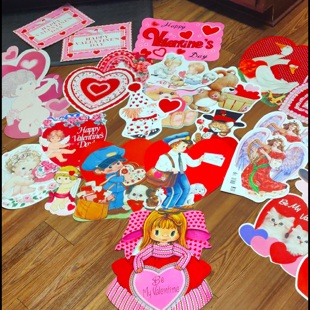 Vintage Valentine's Day window cutouts 70s -80